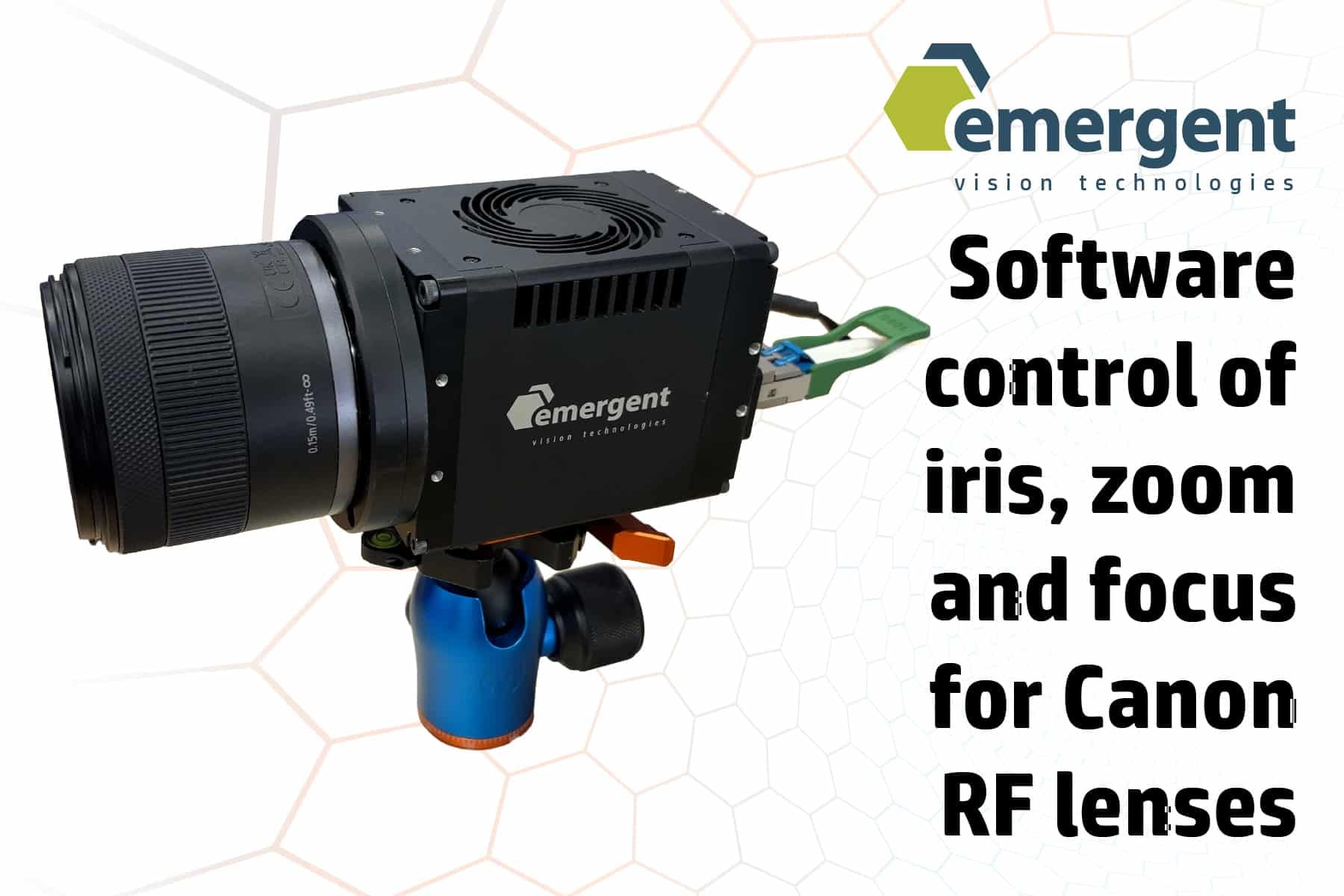 Emergent software now supports software control of iris, zoom and focus with Canon RF lenses.
