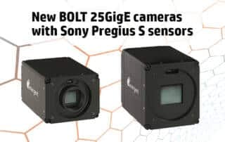 Emergent Vision Technologies today announced seven new models in its BOLT 25GigE camera series, expanding the range of Sony Pregius S global shutter sensors available to engineers creating high-speed imaging systems. The new cameras offer resolutions from 12.3 to 104.9 megapixels, with a choice of 2.74 µm and 5.48 µm pixel sizes.