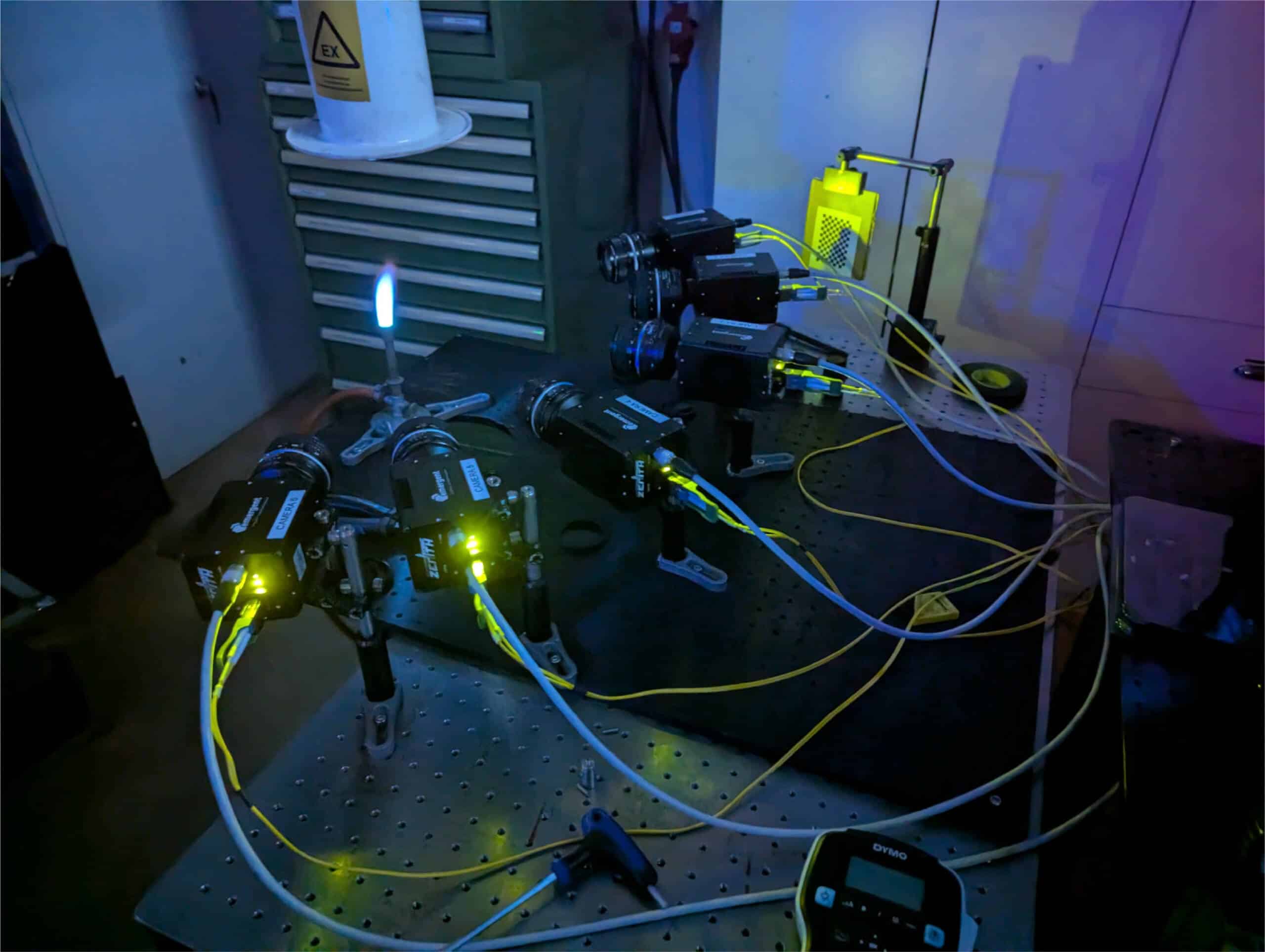 Six-camera 100GigE emission tomography setup